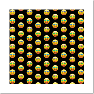 Smiling Face with Rainbow Heart-Eyes Tongue Out Gay Emoji Pattern Posters and Art